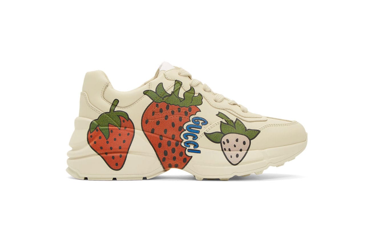 women's rhyton sneaker with gucci strawberry