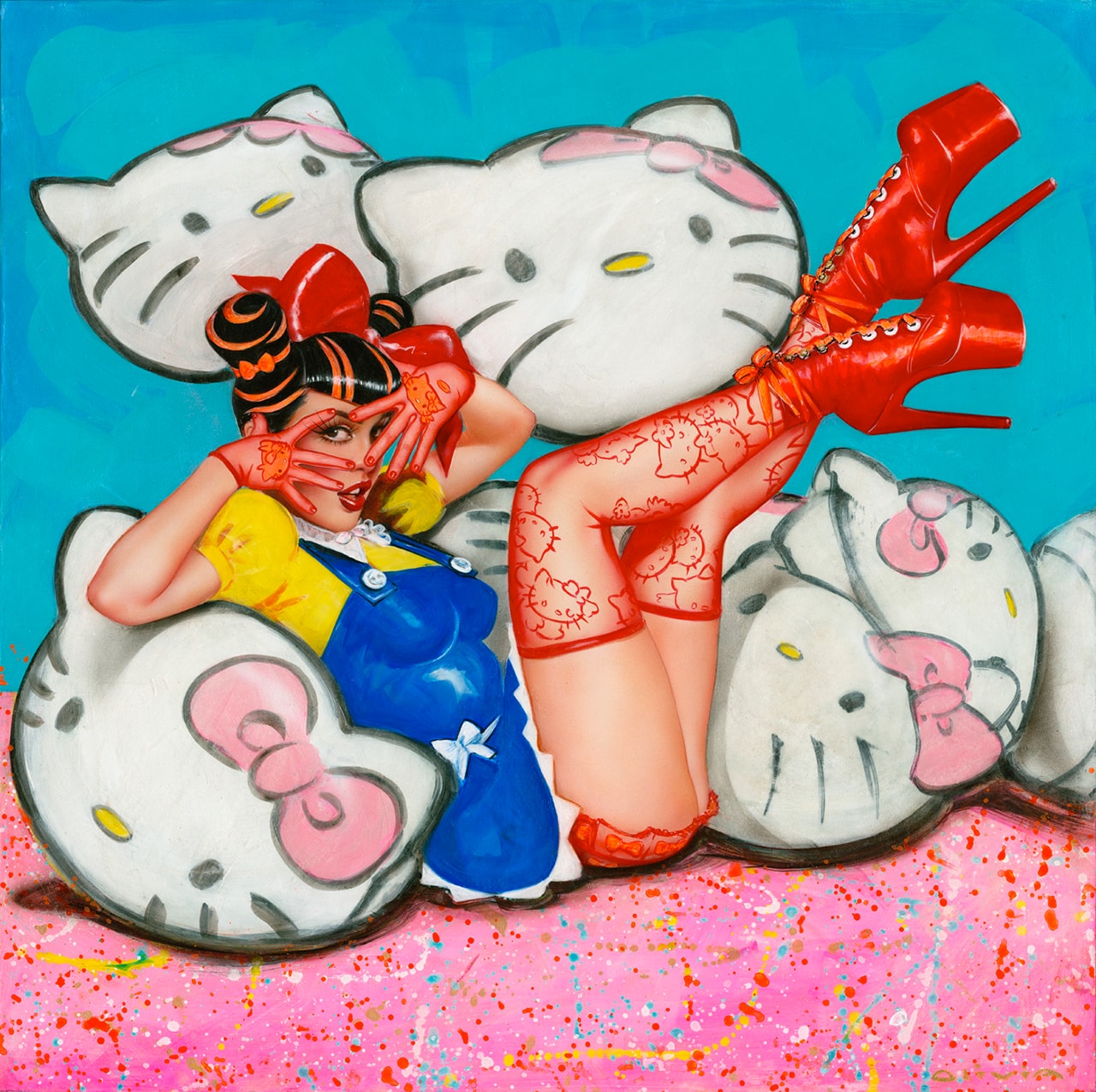 Olivia De Berardinis Hello Kitty Art Painting
