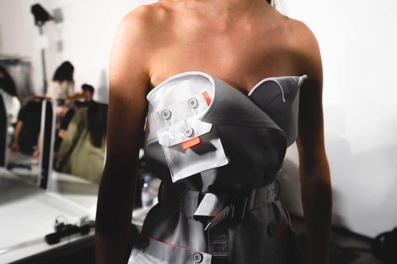 Heron Preston Spring/Summer 2020 Collection PFWM Paris Fashion Week Mens Backstage Gigi Hadid Nike GORE-TEX Collaboration Levis Alton Masson Range Behind The Scenes Streetwear