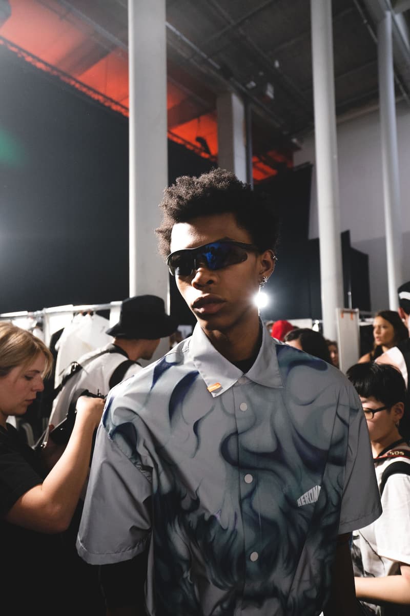 Heron Preston Spring/Summer 2020 Collection PFWM Paris Fashion Week Mens Backstage Gigi Hadid Nike GORE-TEX Collaboration Levis Alton Masson Range Behind The Scenes Streetwear