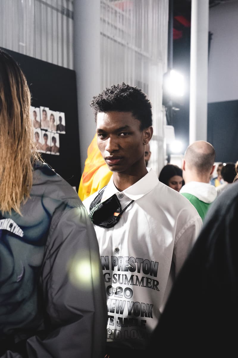 Heron Preston Spring/Summer 2020 Collection PFWM Paris Fashion Week Mens Backstage Gigi Hadid Nike GORE-TEX Collaboration Levis Alton Masson Range Behind The Scenes Streetwear