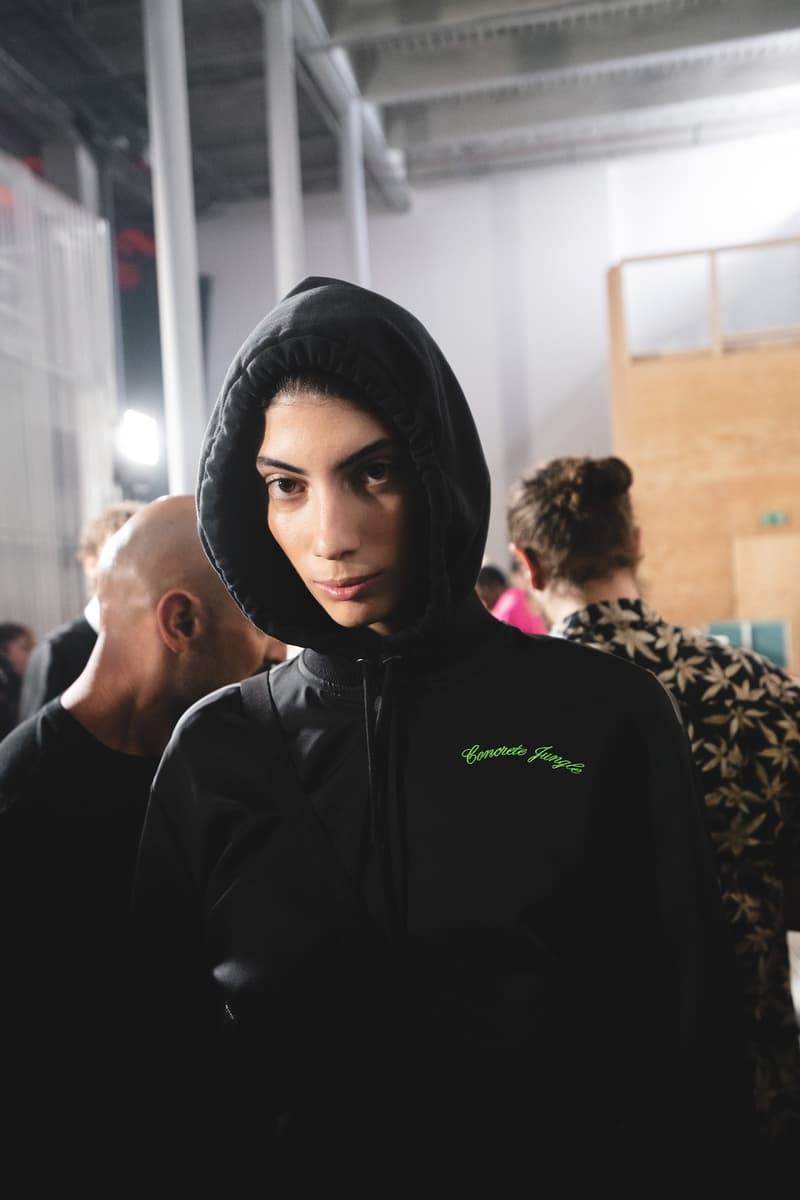 Heron Preston Spring/Summer 2020 Collection PFWM Paris Fashion Week Mens Backstage Gigi Hadid Nike GORE-TEX Collaboration Levis Alton Masson Range Behind The Scenes Streetwear