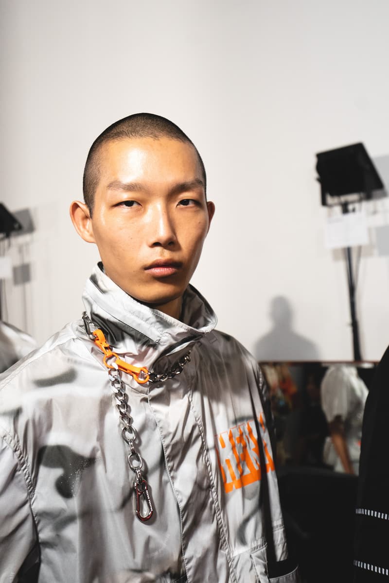 Heron Preston Spring/Summer 2020 Collection PFWM Paris Fashion Week Mens Backstage Gigi Hadid Nike GORE-TEX Collaboration Levis Alton Masson Range Behind The Scenes Streetwear