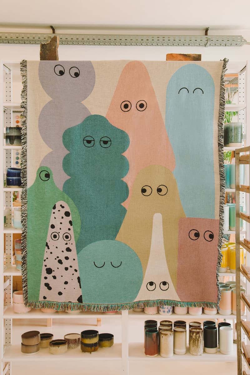 Studio Arhoj x Lazy Oaf Blanket White Pink Blue Green