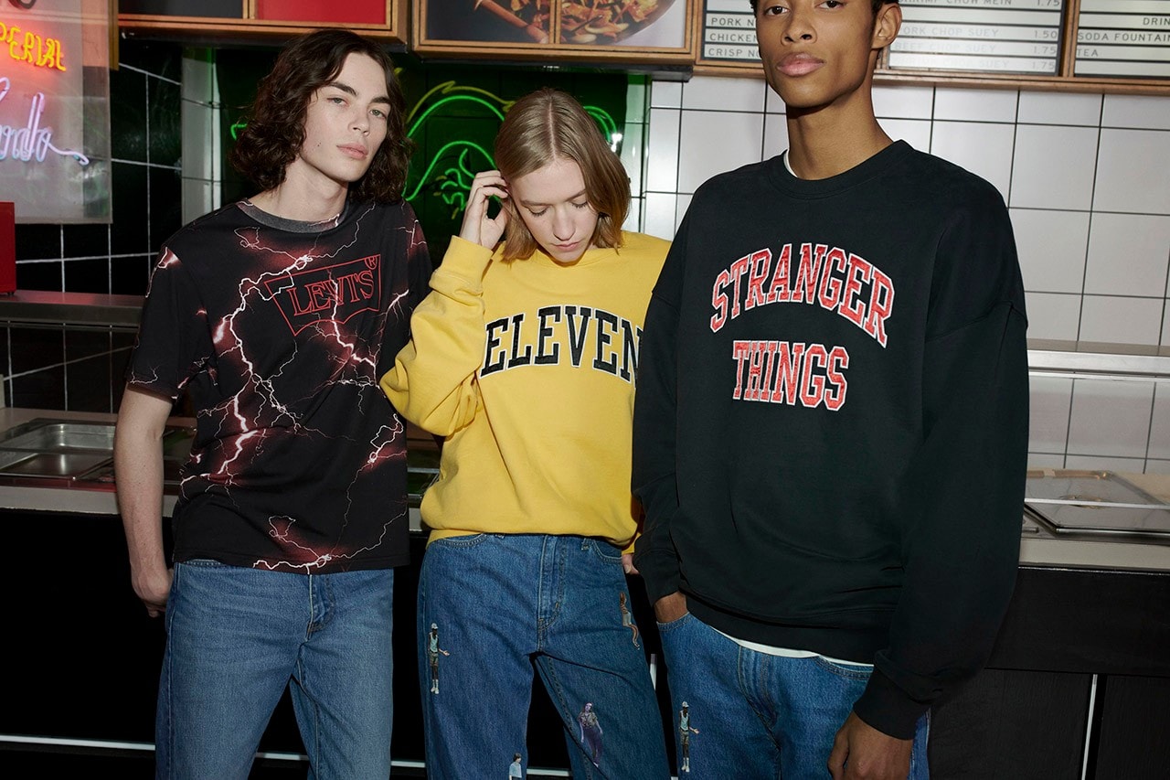 Stranger Things x Levi's Collaboration Release Netflix Capsule Range Eleven Collegiate Sweater Drop Date Logo Graphics Color Launch 