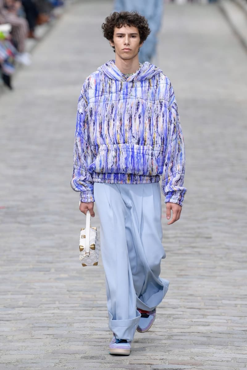 Louis Vuitton Virgil Abloh Spring Summer 2020 Paris Fashion Week Men's Show Collection Hoodie Purple Pants Blue