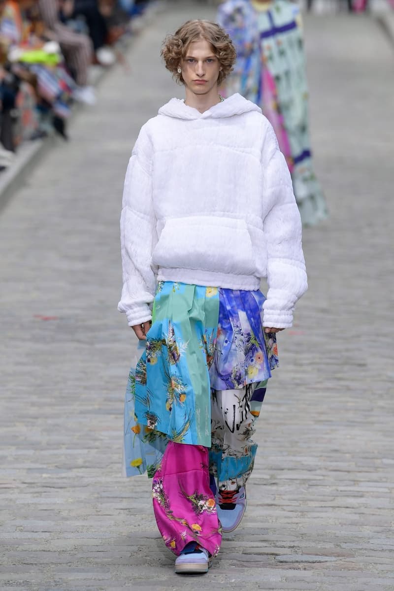 Louis Vuitton Virgil Abloh Spring Summer 2020 Paris Fashion Week Men's Show Collection Hoodie White Pants Pink Teal Purple