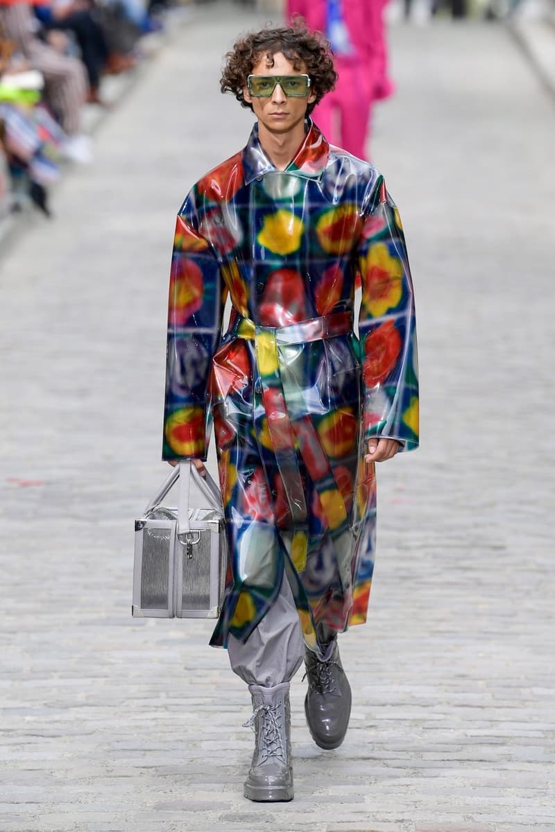 Louis Vuitton Virgil Abloh Spring Summer 2020 Paris Fashion Week Men's Show Collection Floral Raincoat Black Red