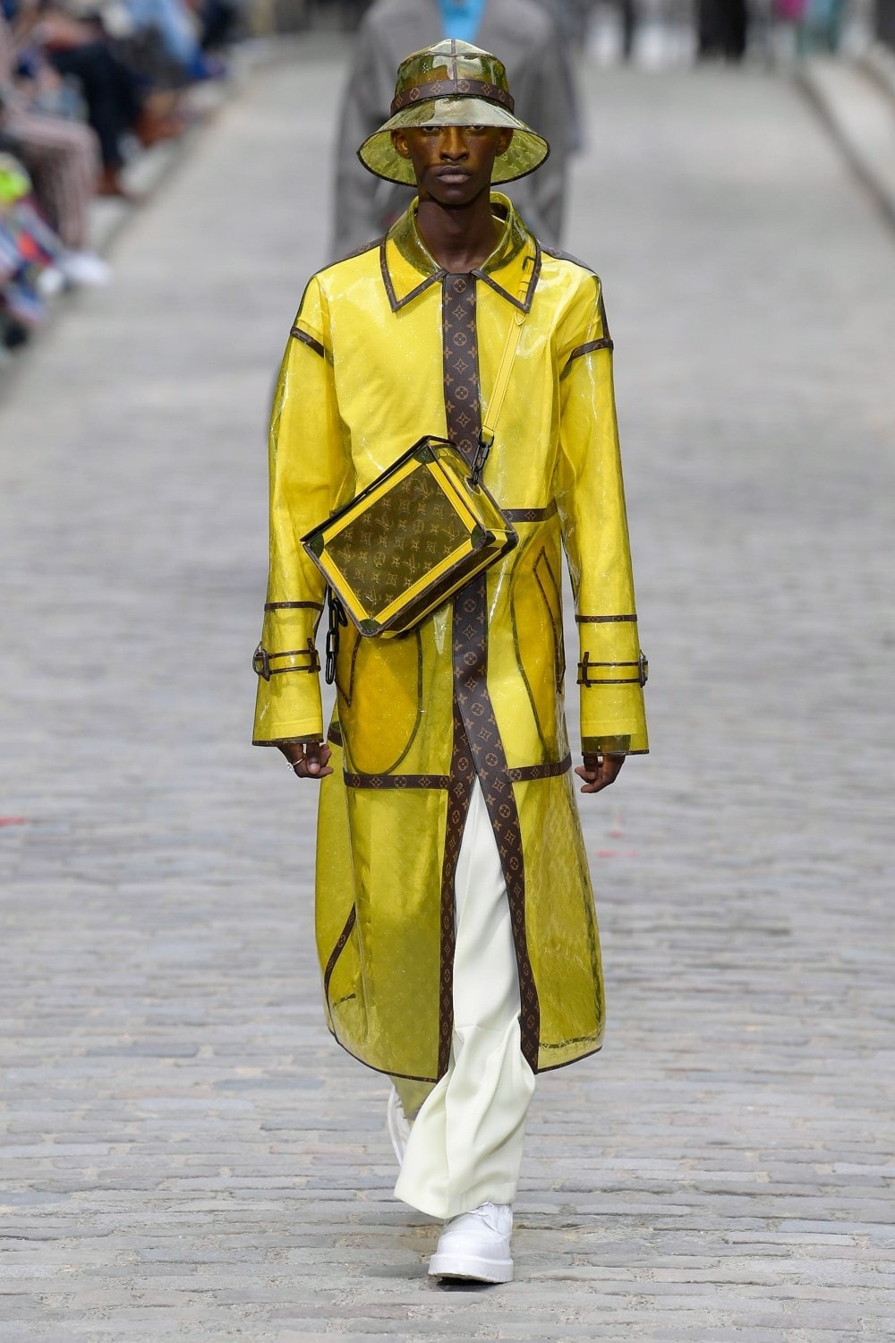Louis Vuitton Virgil Abloh Spring Summer 2020 Paris Fashion Week Men's Show Collection Raincoat Yellow Brown Pants White