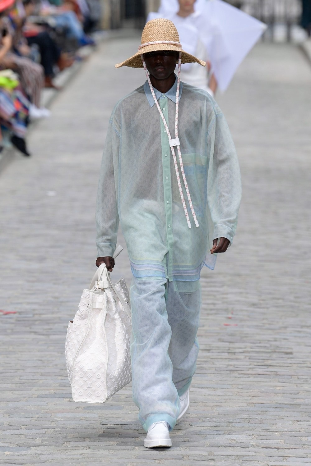 Louis Vuitton Virgil Abloh Spring Summer 2020 Paris Fashion Week Men's Show Collection Monogram Raincoat Green Pants Blue