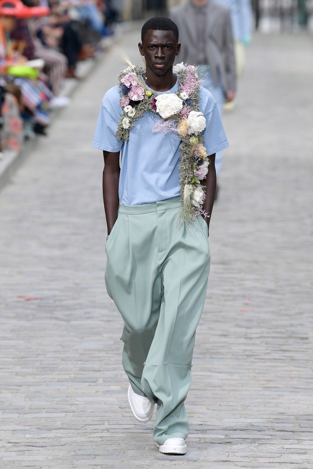 Louis Vuitton Virgil Abloh Spring Summer 2020 Paris Fashion Week Men's Show Collection Shirt Blue Pants Green