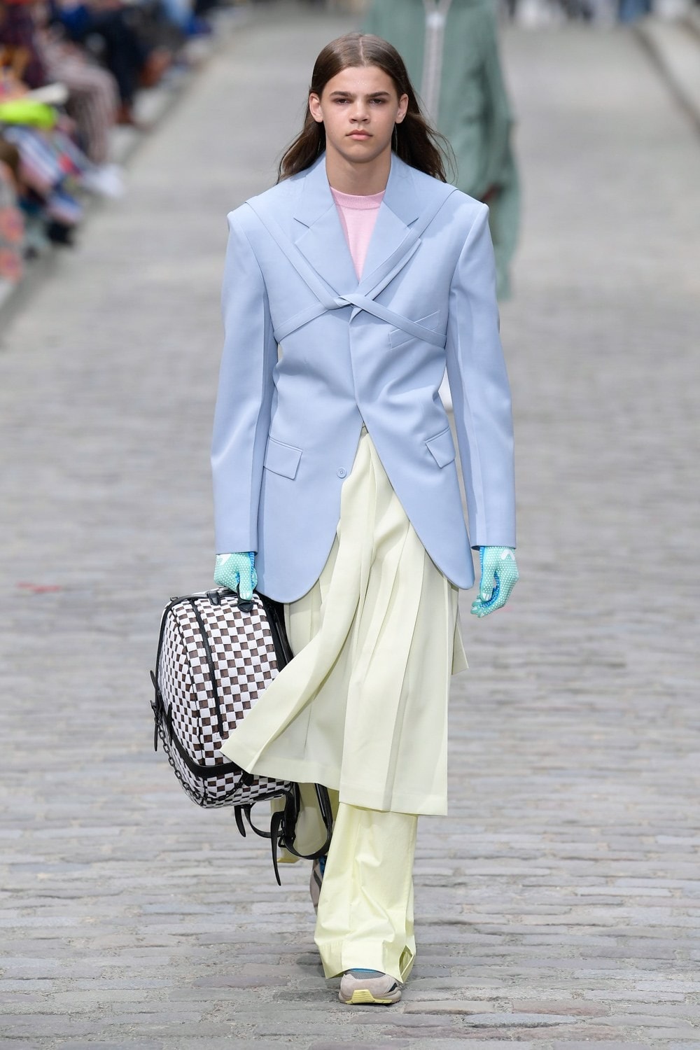 Louis Vuitton Virgil Abloh Spring Summer 2020 Paris Fashion Week Men's Show Collection Blazer Blue Pants Yellow