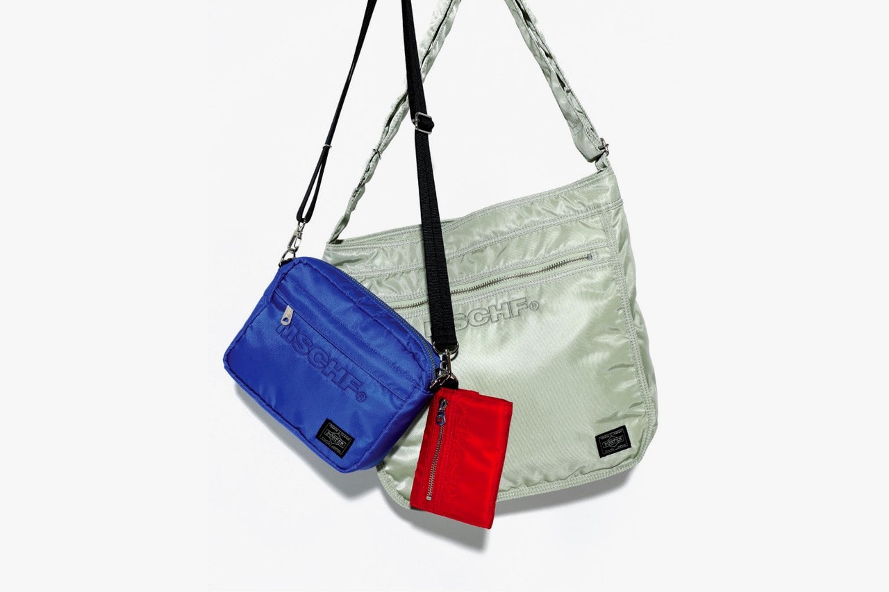 MSCHF Porter Bag Collaboration Collection Release Red Olive Tote Bag Nylon Limited Edition Drop Book Wallet Red Blue 