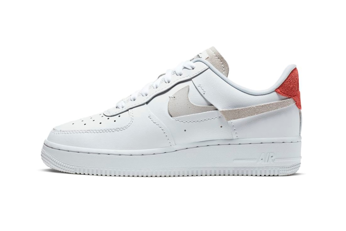 Nike Air Force 1 Vandalized Mismatched Asymmetric Swoosh Red Blue White Leather Sneakers Trainers