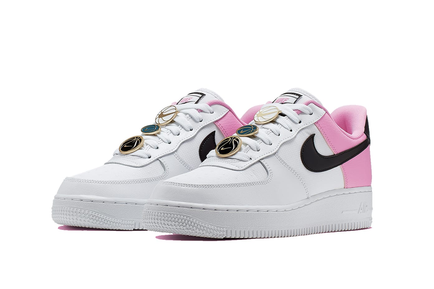pink white and black air force ones
