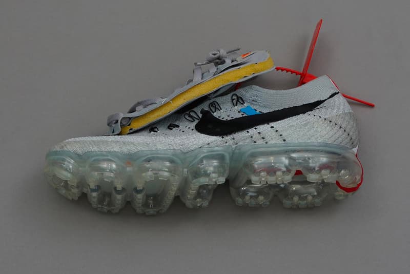 virgil abloh nike off-white off white figures of speech museum of contemporary art chicago mca collab prototype samples air force 1 design an array of air jordan zoom terra kiger air max vapormax vapor street flyknit waffle racer deconstructed