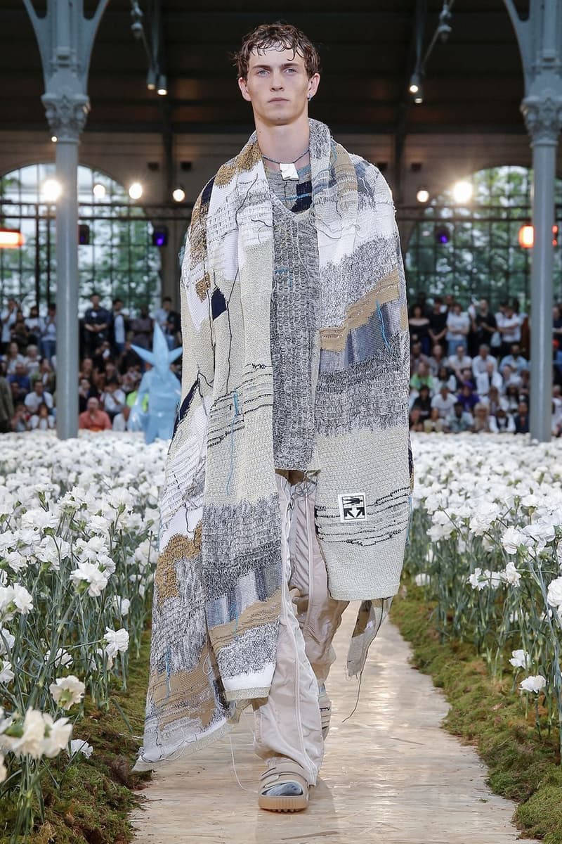 Off-White Virgil Abloh Spring Summer 2020 Paris Fashion Week Show Collection Backstage Jacket Sweater Grey Blue White