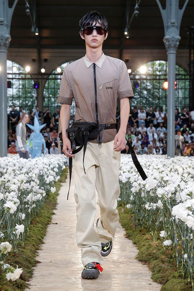 Off-White Virgil Abloh Spring Summer 2020 Paris Fashion Week Show Collection Backstage Shirt Brown Pants Tan