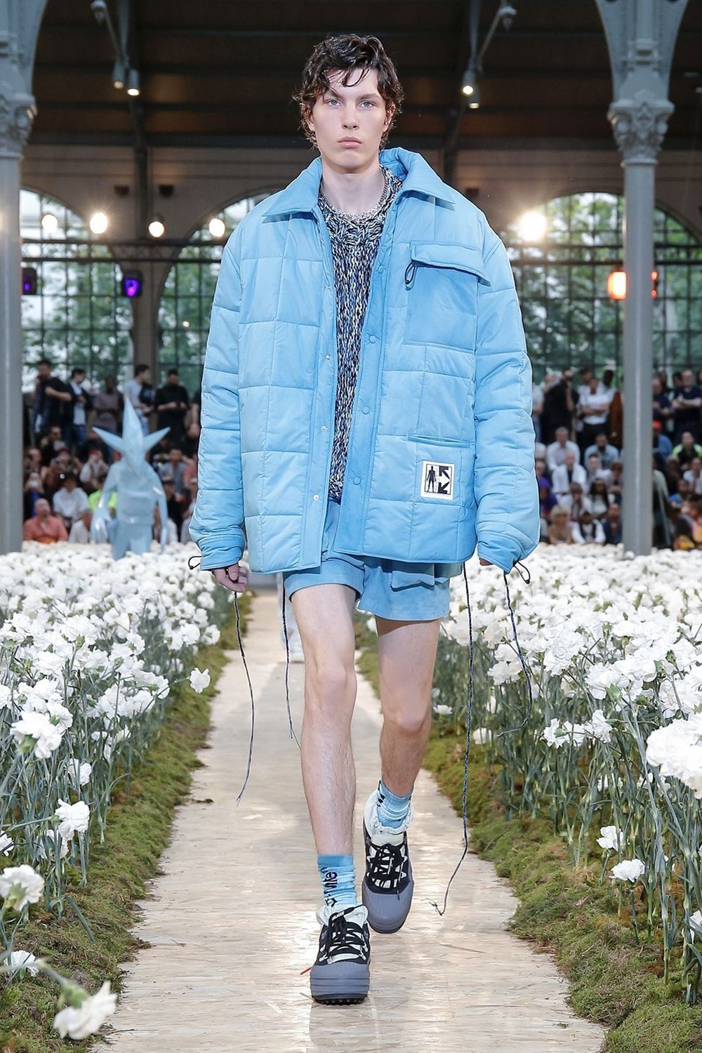 Off-White Virgil Abloh Spring Summer 2020 Paris Fashion Week Show Collection Backstage Jacket Shorts Blue