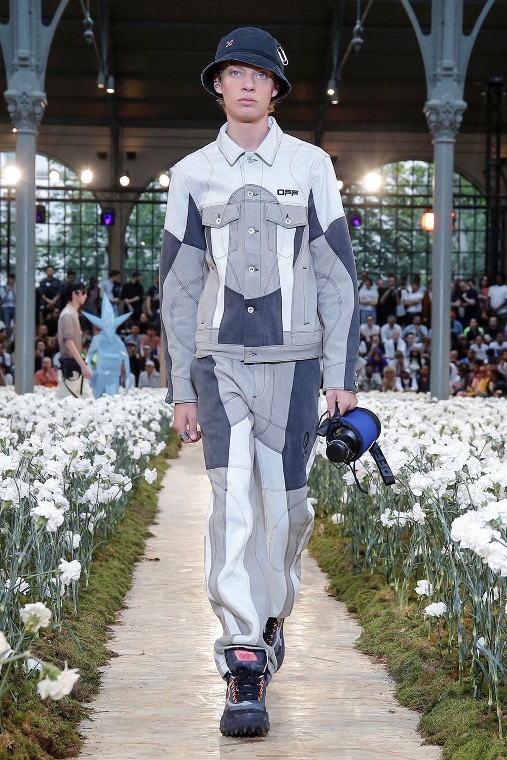 Off-White Virgil Abloh Spring Summer 2020 Paris Fashion Week Show Collection Backstage Denim Jacket Pants Blue Navy