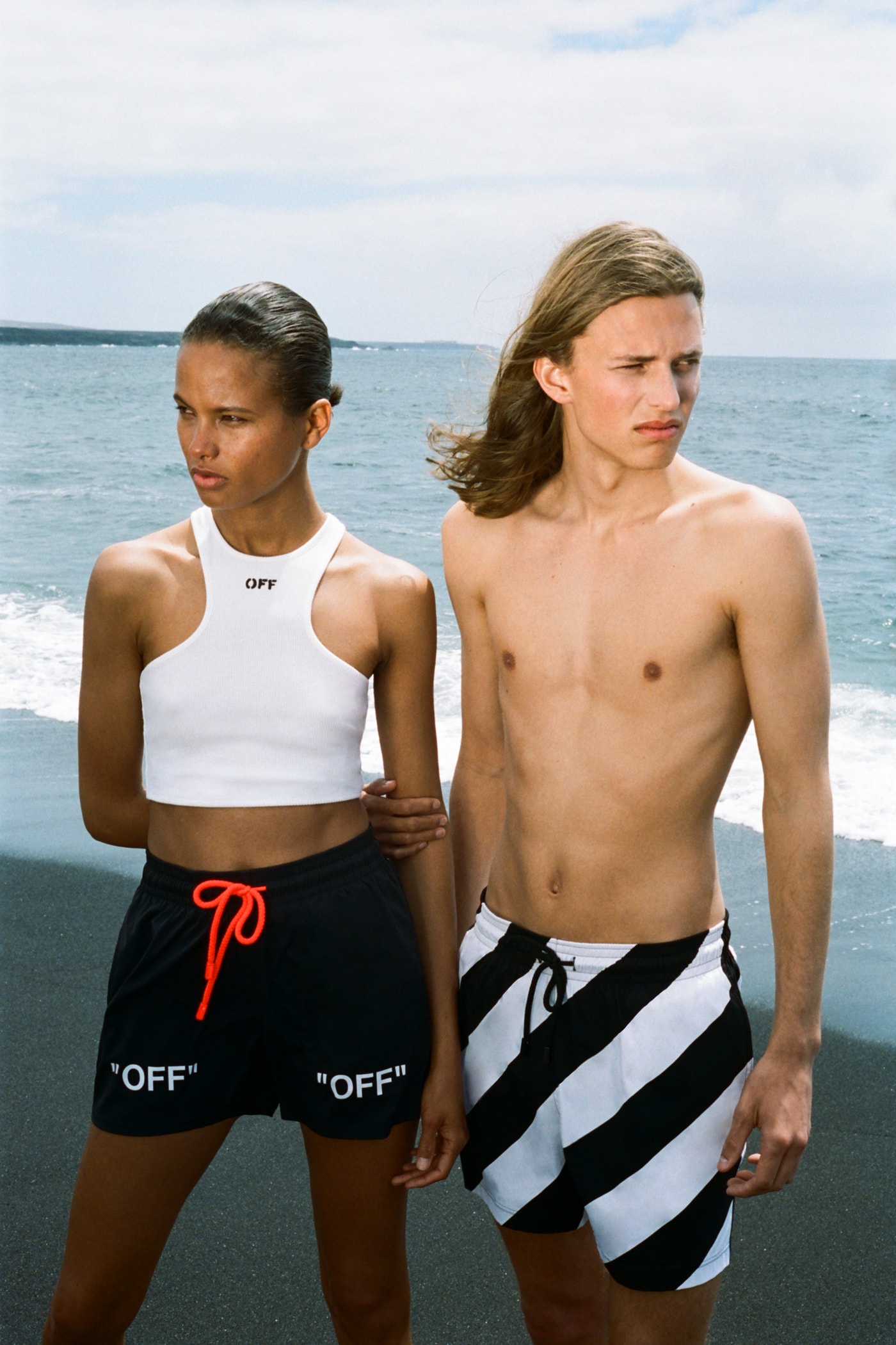 Vilebrequin x Off White Swim Shorts Black White Striped