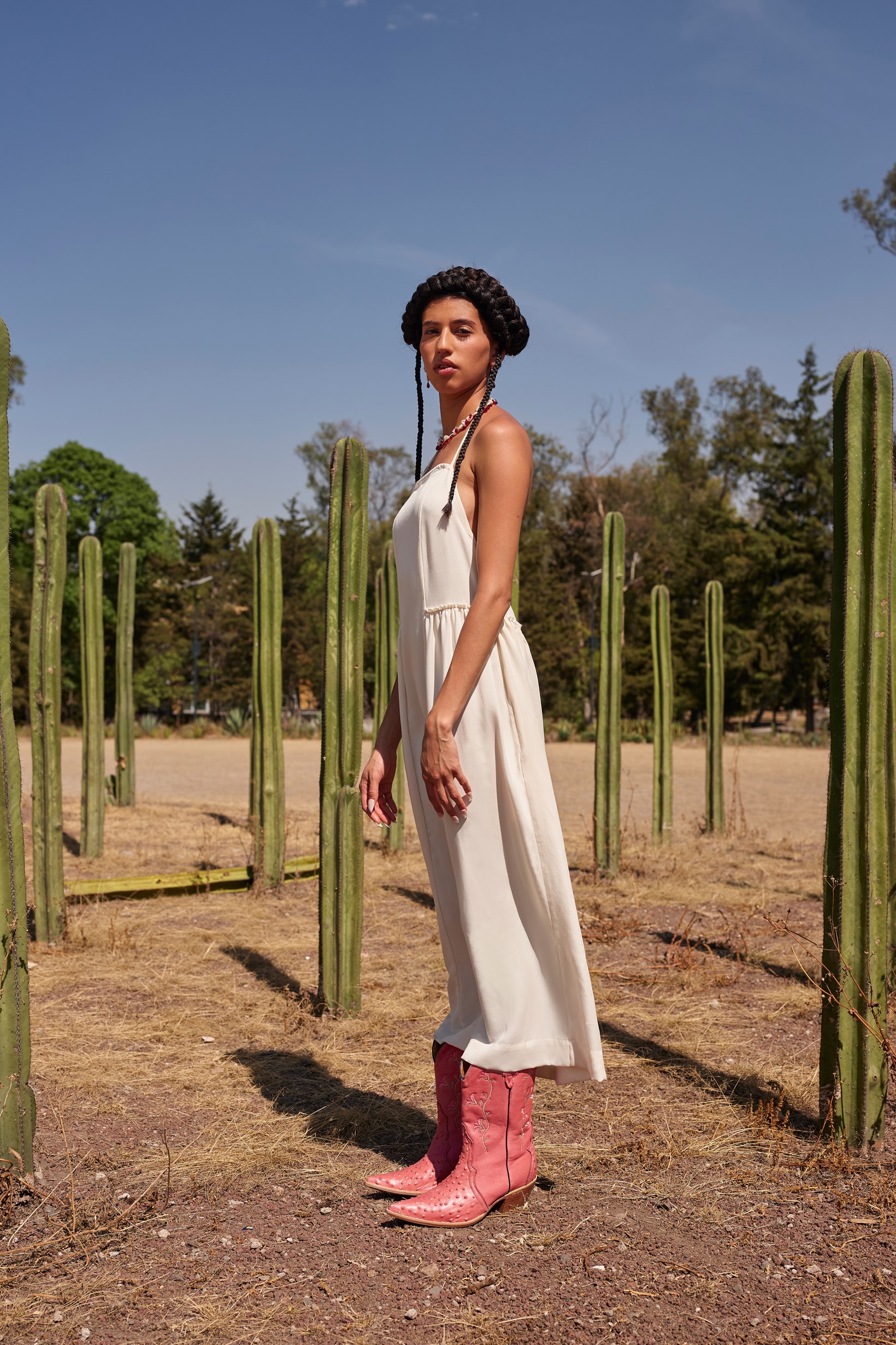 Opening Ceremony Year of Mexico Editorial Campaign Dress Cream Boots Pink