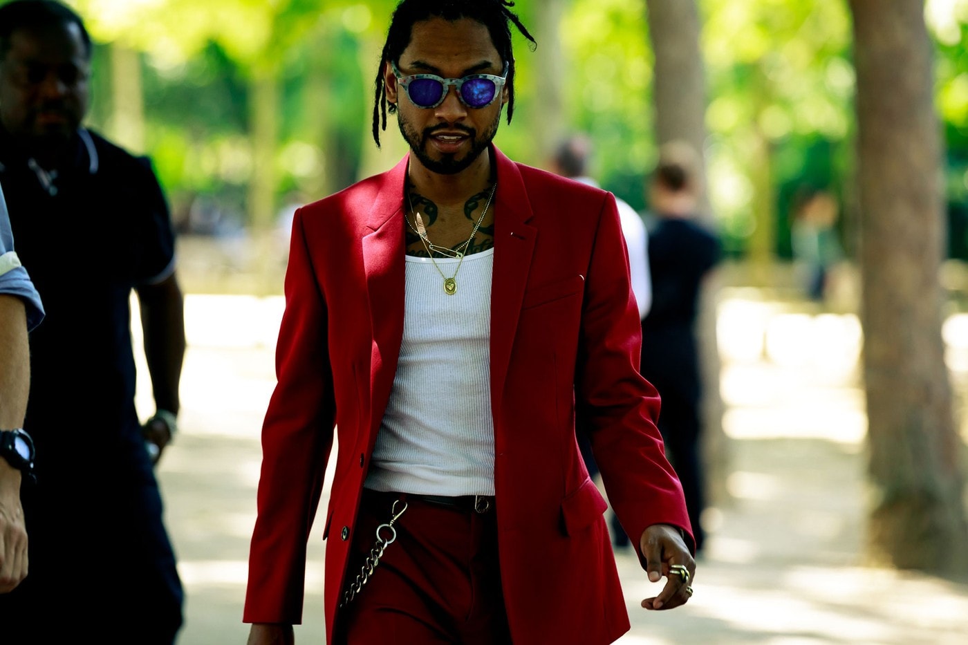 Paris Fashion Week Men's Spring Summer 2020 Street Style Miguel Blazer Pants Red
