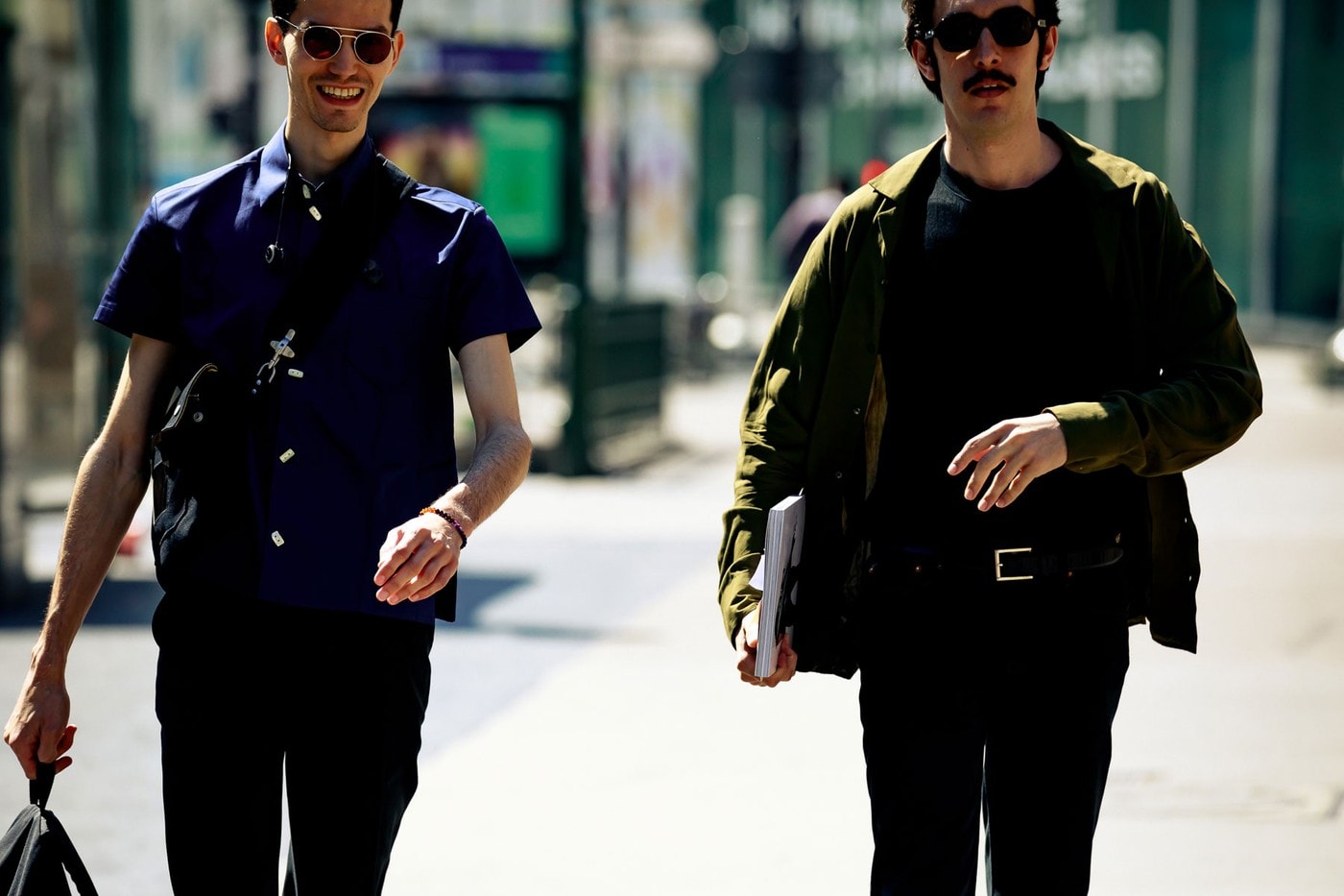 Paris Fashion Week Men's Spring Summer 2020 Street Style Shirt Blue Jacket Black