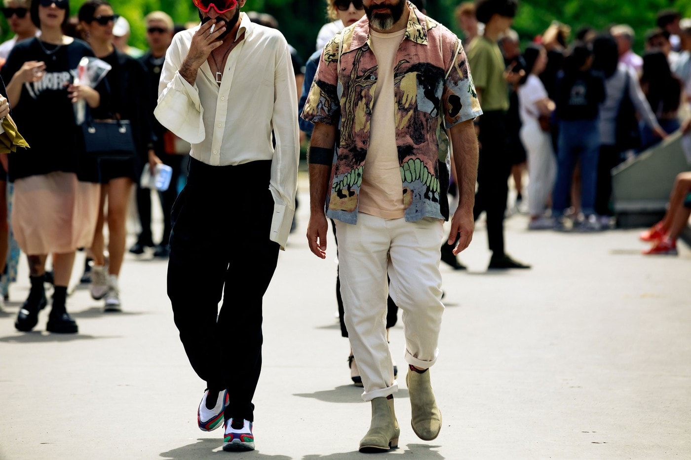 Paris Fashion Week Men's Spring Summer 2020 Street Style Shirt Pants Cream