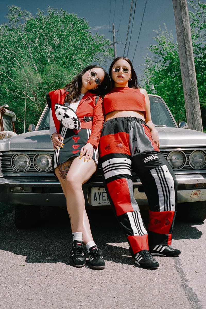 RemixedByTal x adidas Tango League Collection Top Sweatpants Skirt Red Black