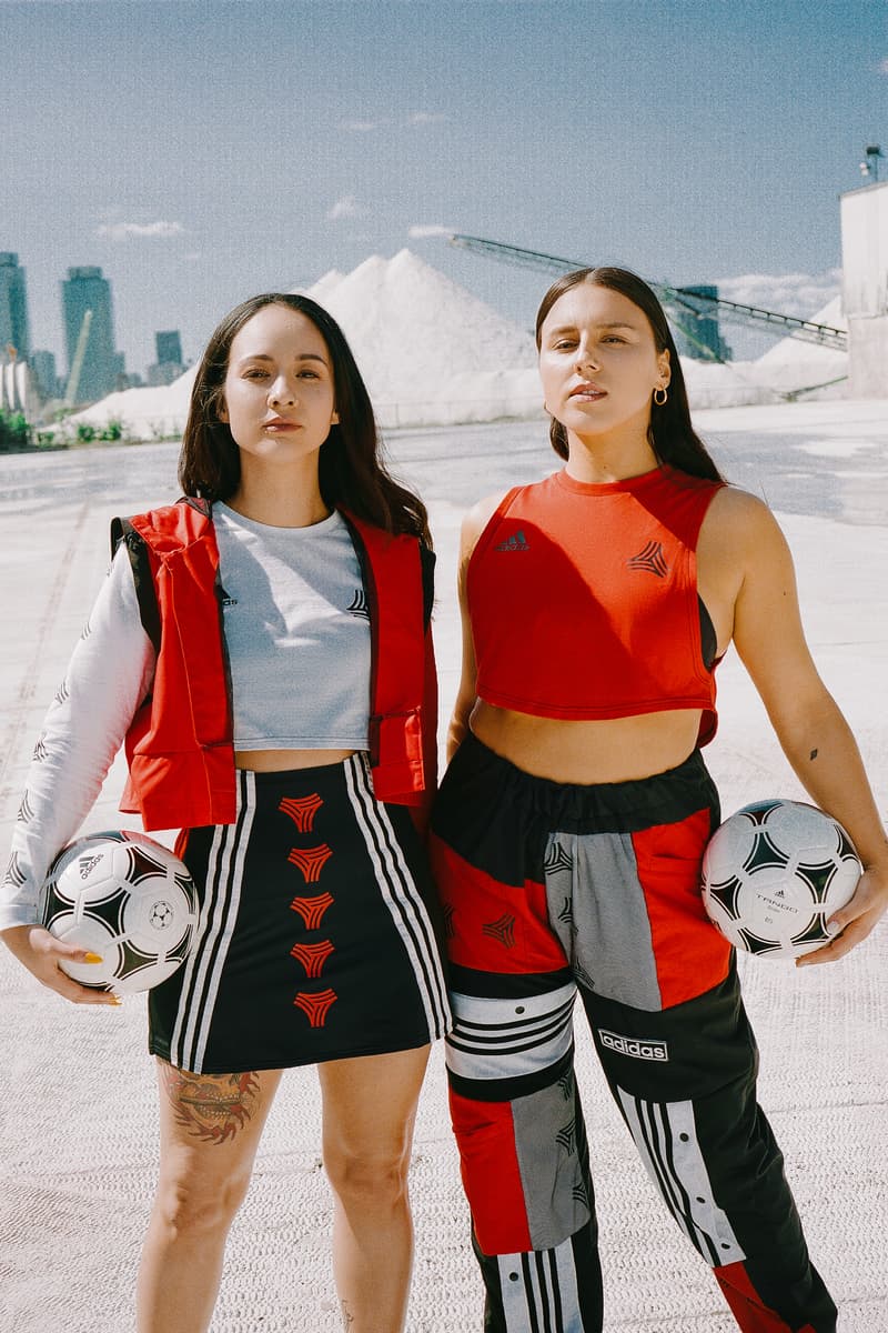 RemixedByTal x adidas Tango League Collection Top Sweatpants Skirt Red Black