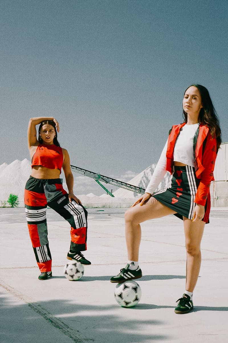 RemixedByTal x adidas Tango League Collection Top Sweatpants Skirt Red Black