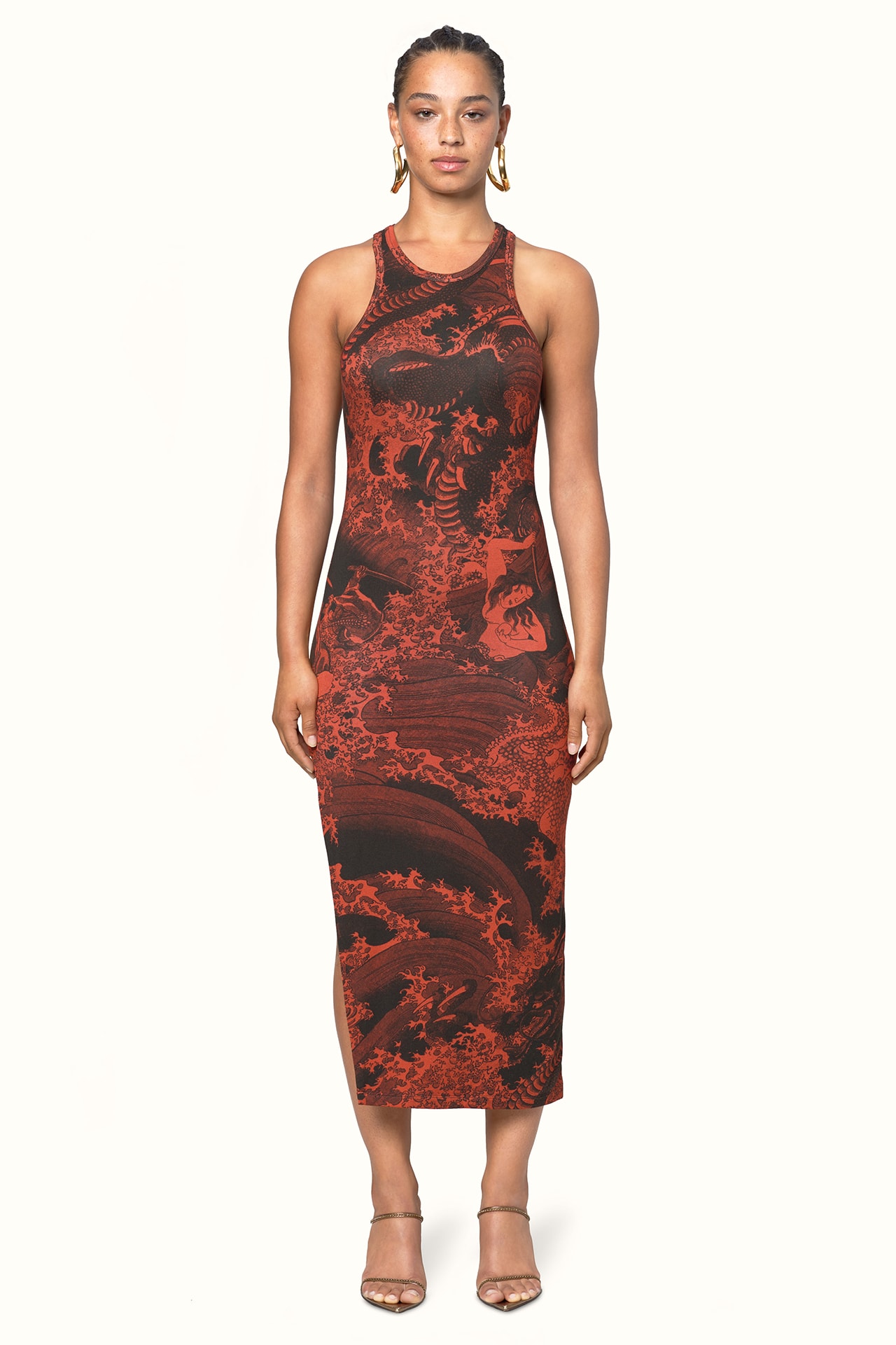 Rihanna Fenty LVMH Luxury Fashion Brand Maison Release 6 19 red pattern dress heels sandals