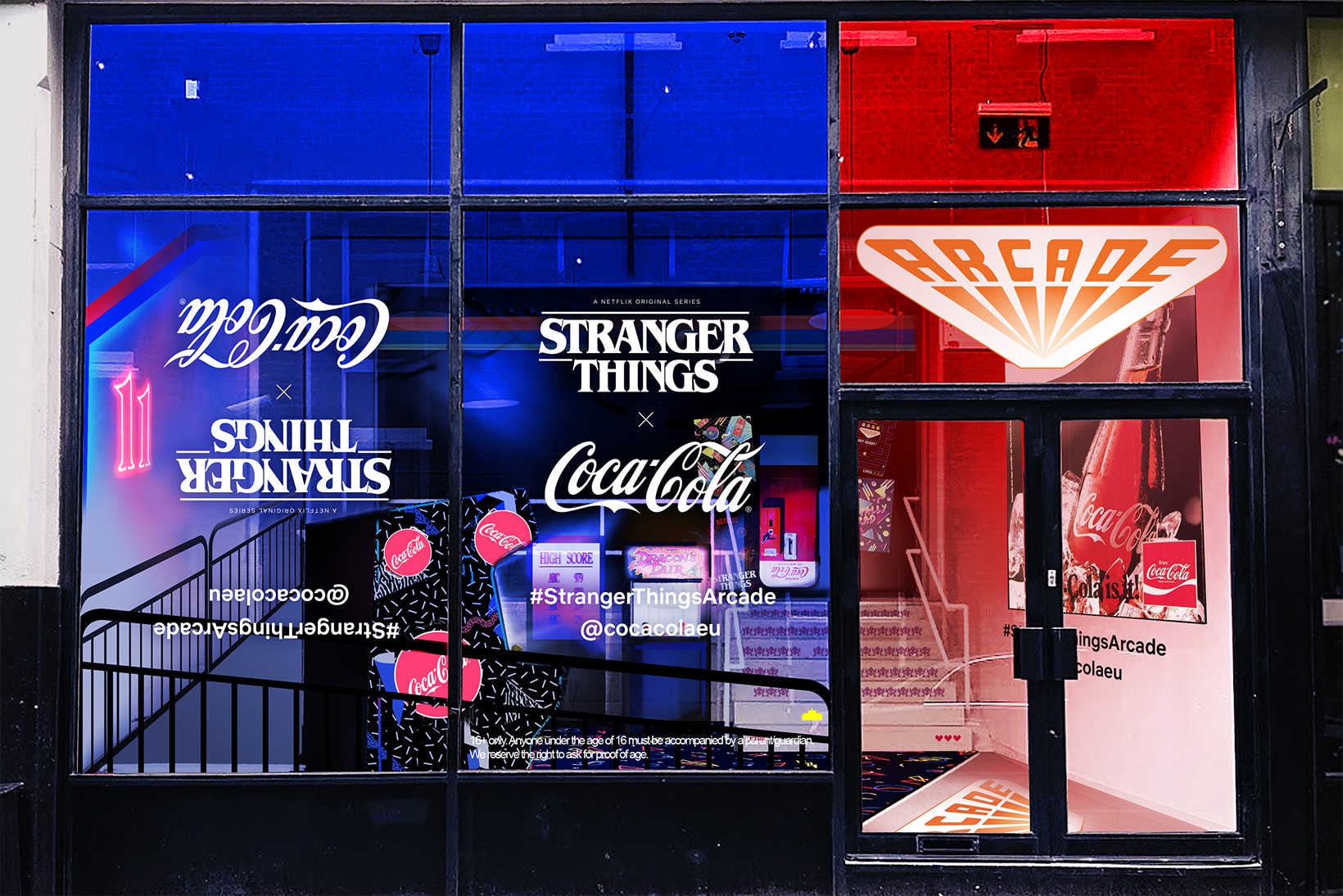Stranger Things 3 Coca-Cola London Shoreditch 80s Arcade Pop-Up New Coke Cans Upside Down