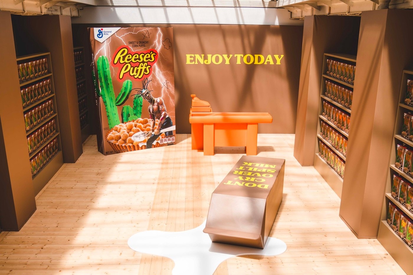Travis Scott Reese's Puff Paris Pop Up Shop Cereal Boxes Brown
