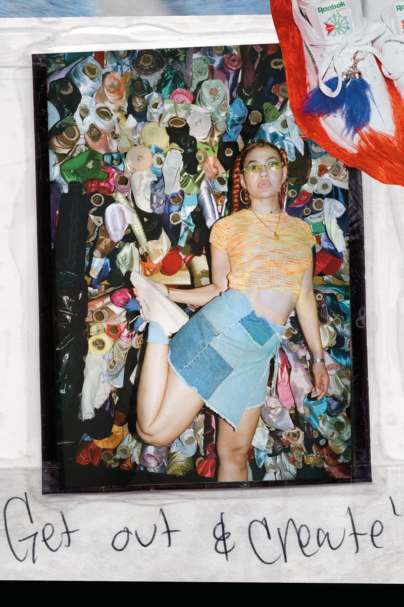 Reebok Sport The Unexpected Club C Campaign Uzumaki Cepeda Shirt Orange Skirt Blue Shoes White