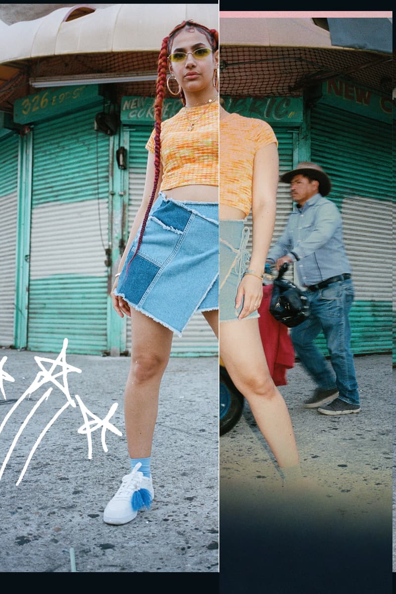 reebok named Sport The Unexpected Club C Campaign Uzumaki Cepeda Shirt Orange Skirt Blue Shoes White