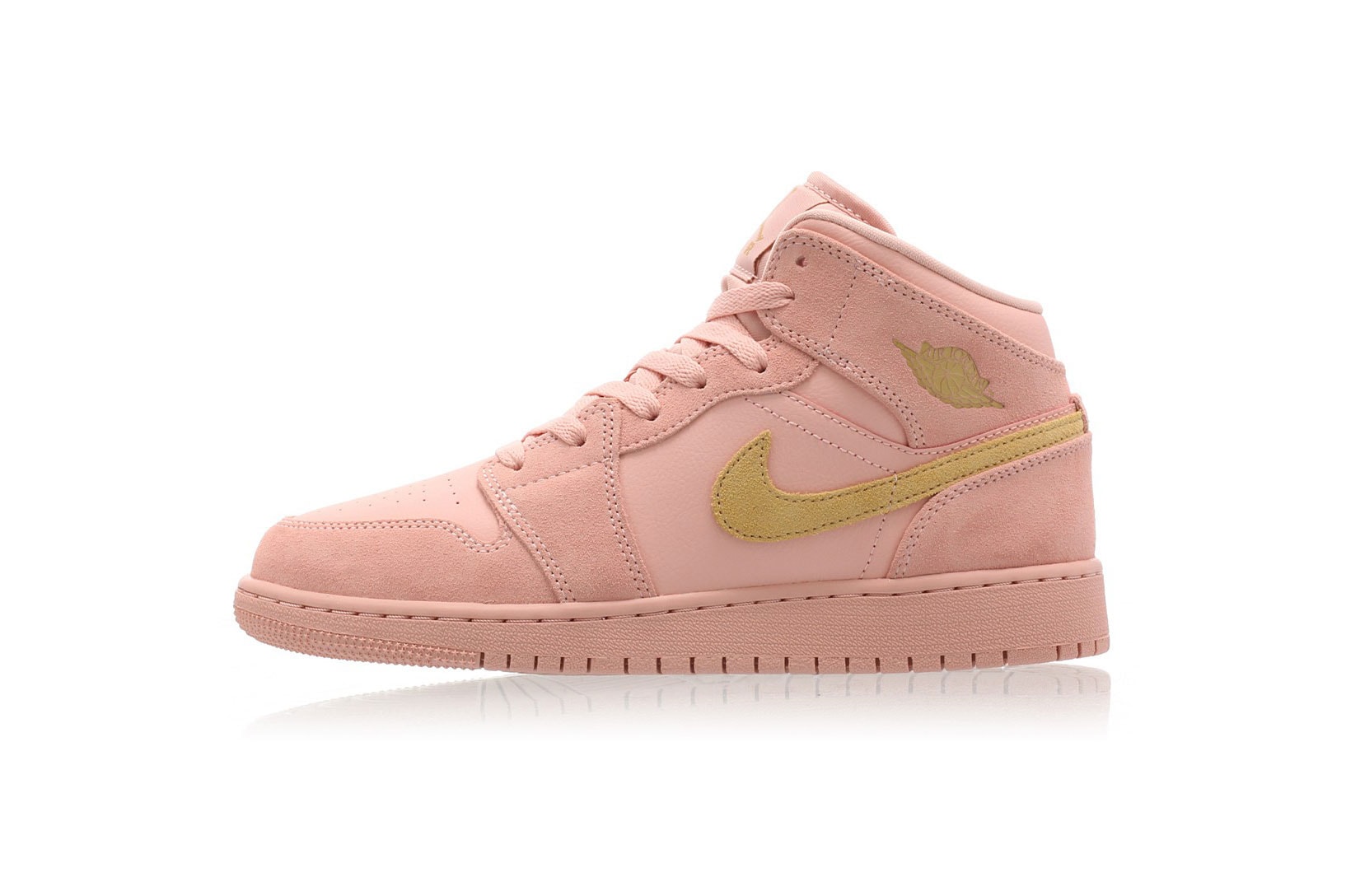 nike air jordan 1 mid gs coral stardust pink gold sneakers 