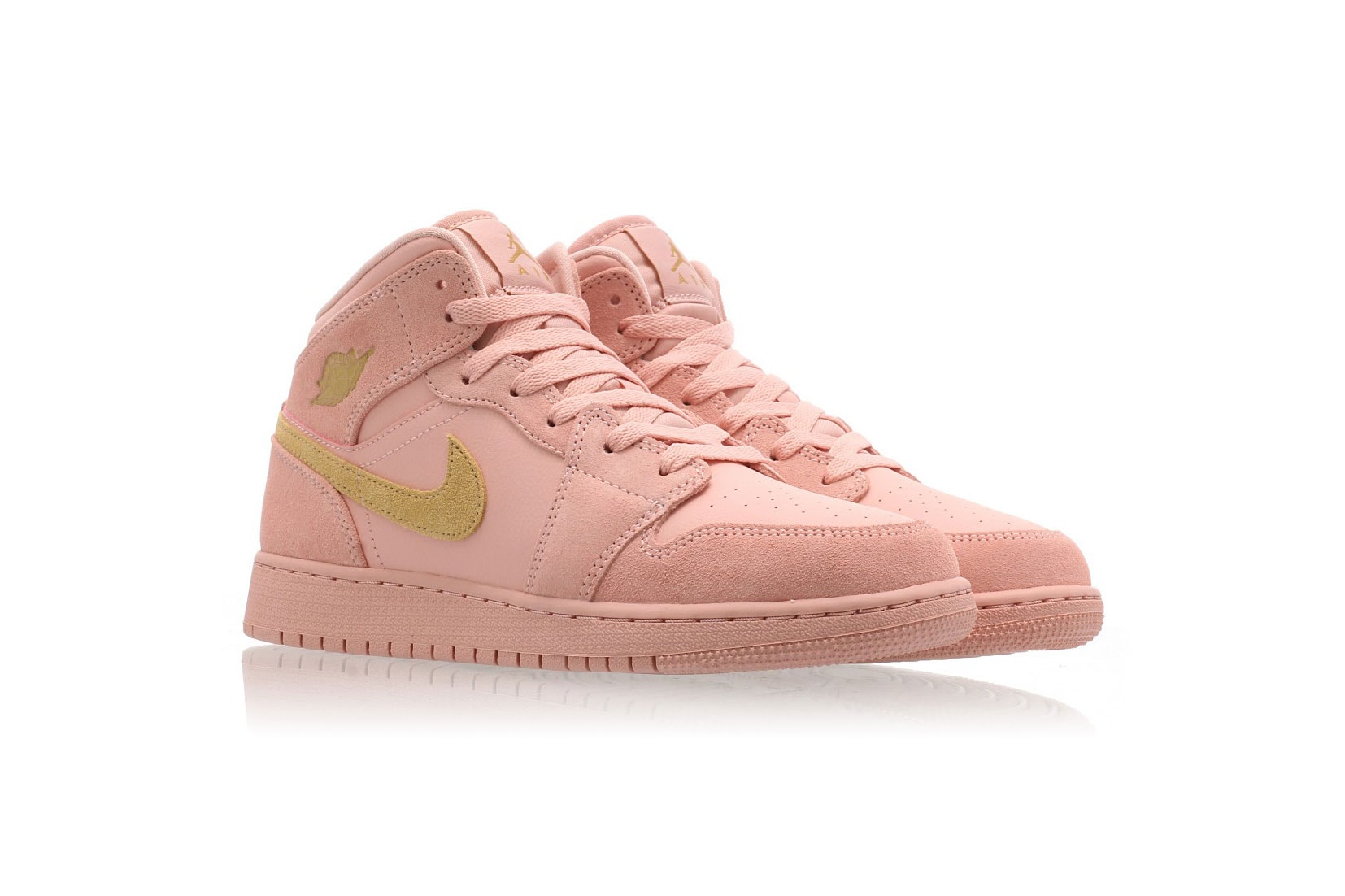 nike air jordan 1 mid gs coral stardust pink gold sneakers 