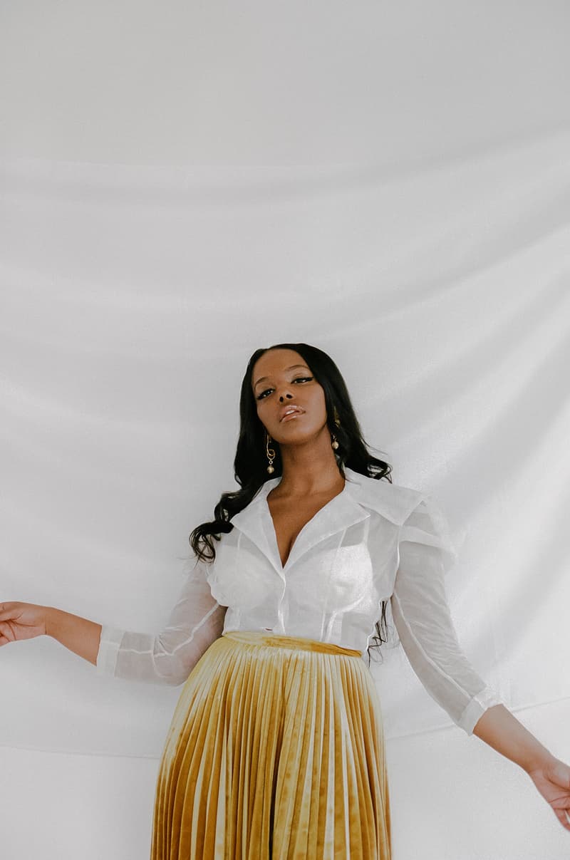 Amaal Black Dove Somali Canadian R&B Artist Music Singer Shirt Pleated Skirt Toronto Canada