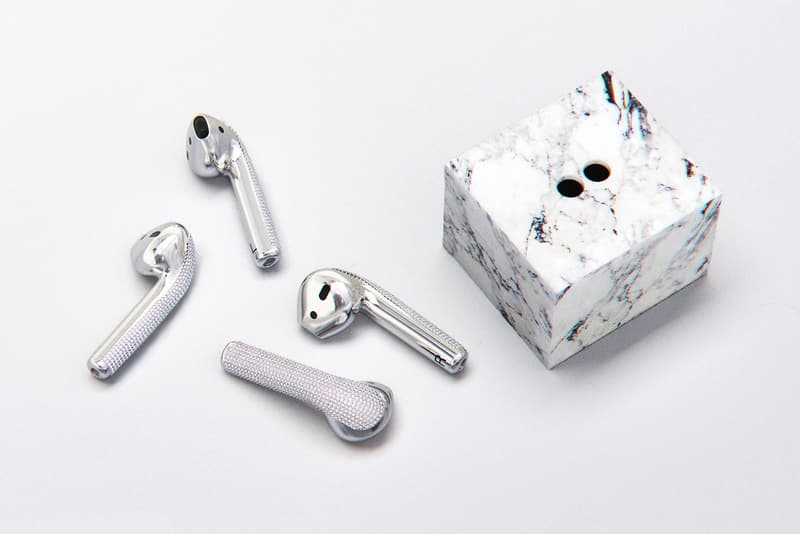 ian delucca diamond gold apple airpods marble charger