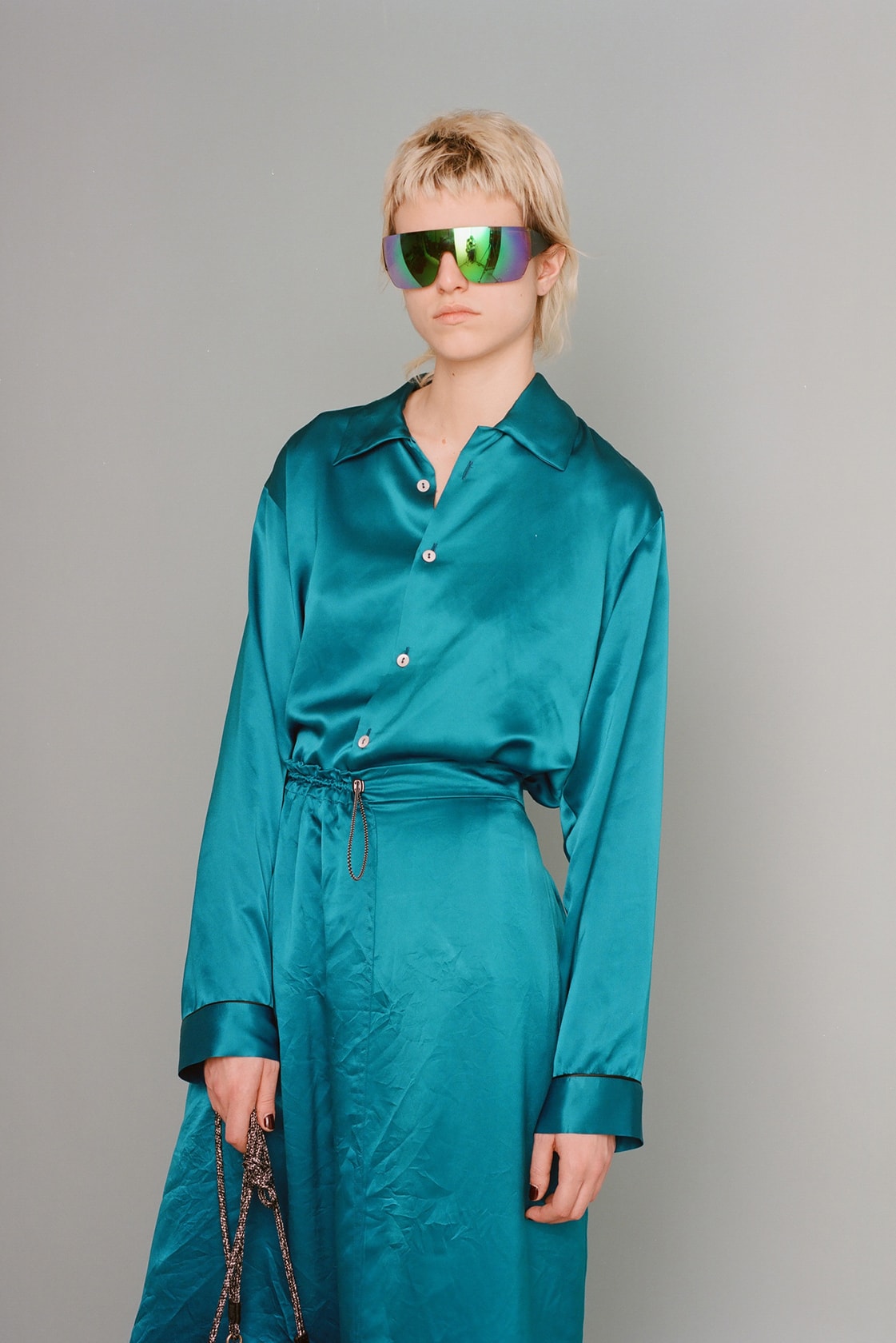 aries fall/winter 2019 collection teal blue silk set