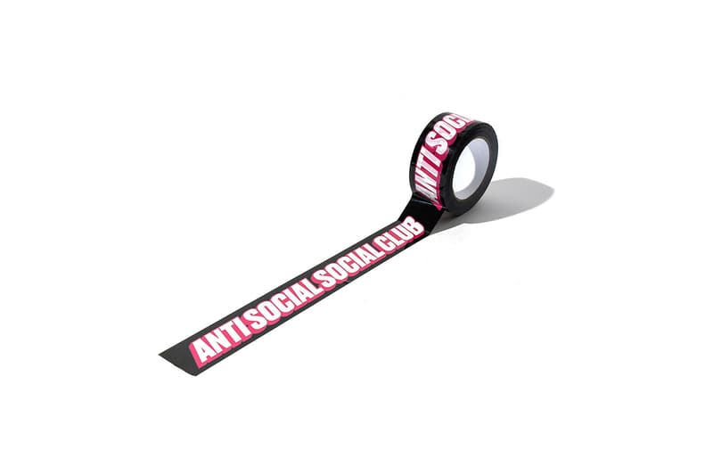 anti social social club assc accessories trash can flask grinder flip flops boomerang frisbee lighter belt mask tape