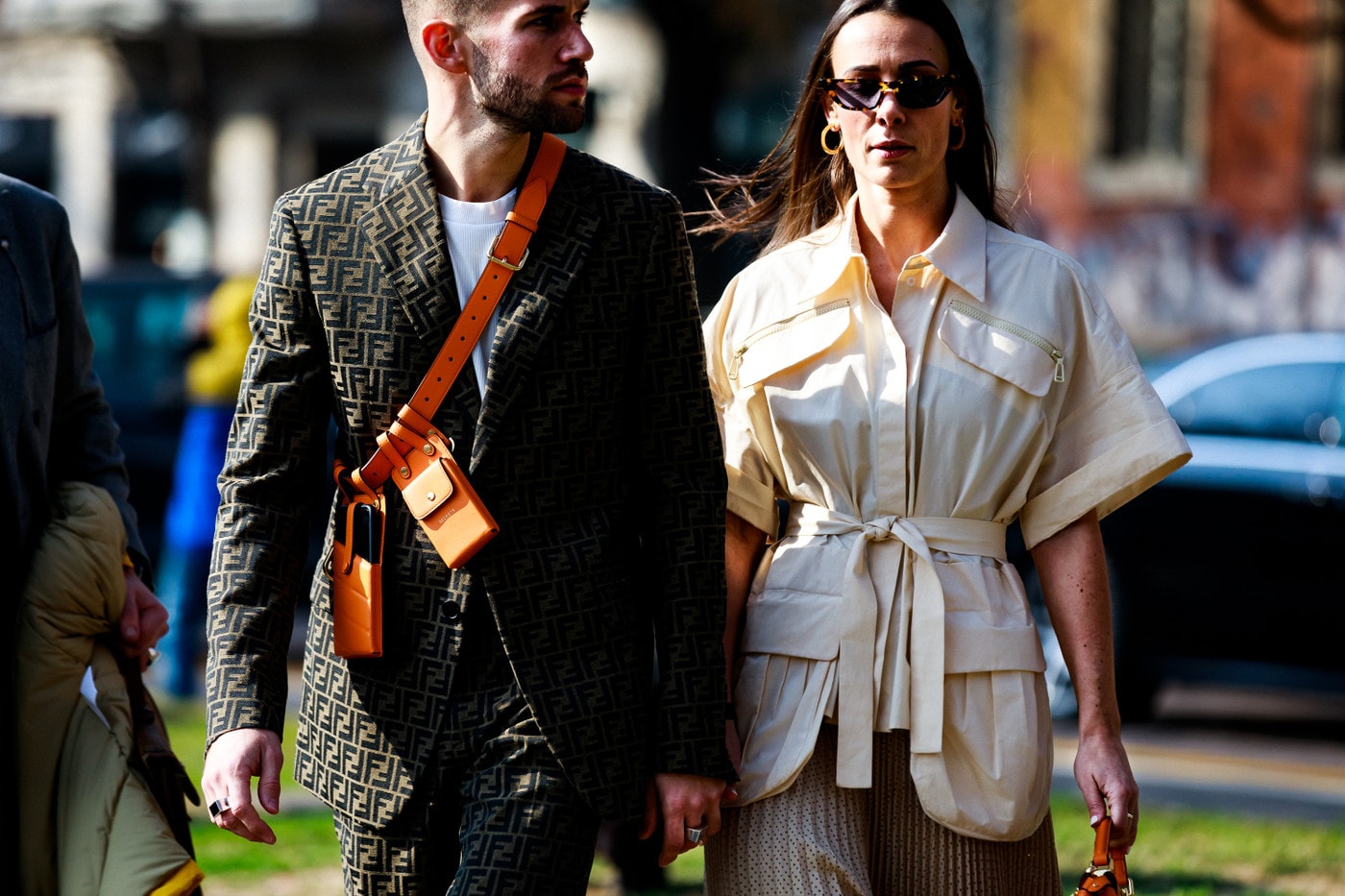 Milan Fashion Week Fall Winter 2019 Fendi Suit Brown Jacket Tan