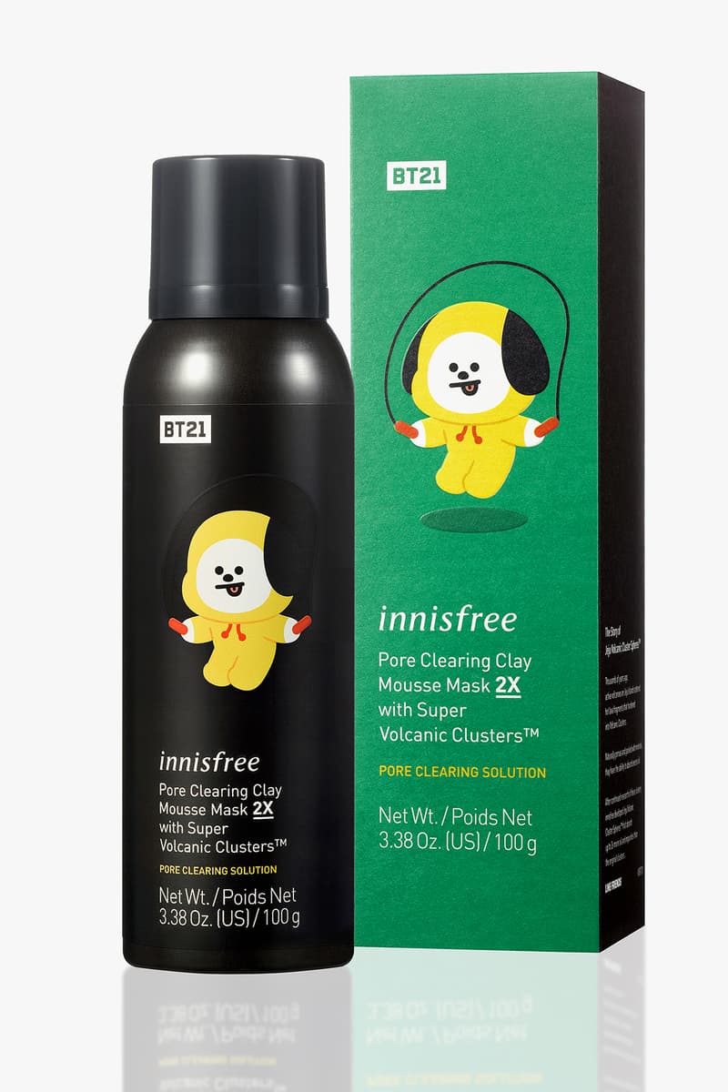 BT21 innisfree Limited Edition Skincare Collaboration BTS K-pop Line Friends Characters K-Beauty Korean Korea Pore Clearing Clay Mousse Mask 2X with Super Volcanic Clusters