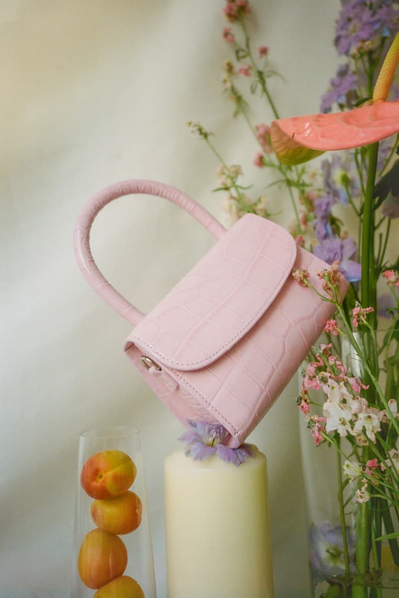 BY FAR Mini Croco Bag Soft Rose