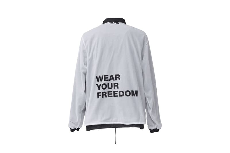 cdg comme des garcons rei kawakubo logo jacket parka zip up backpack