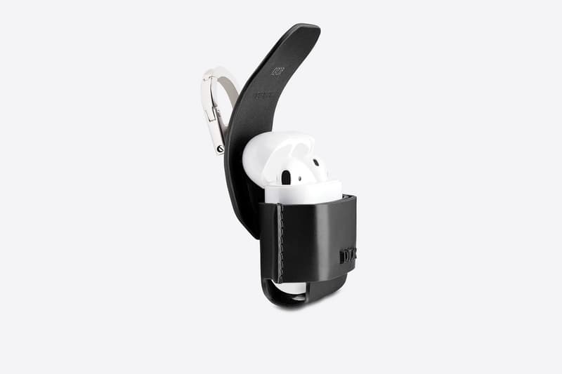 Dior AirPod Case Release Black Grey Leather Logo Branding Music Storage Luxury Accessory Fashion Detail