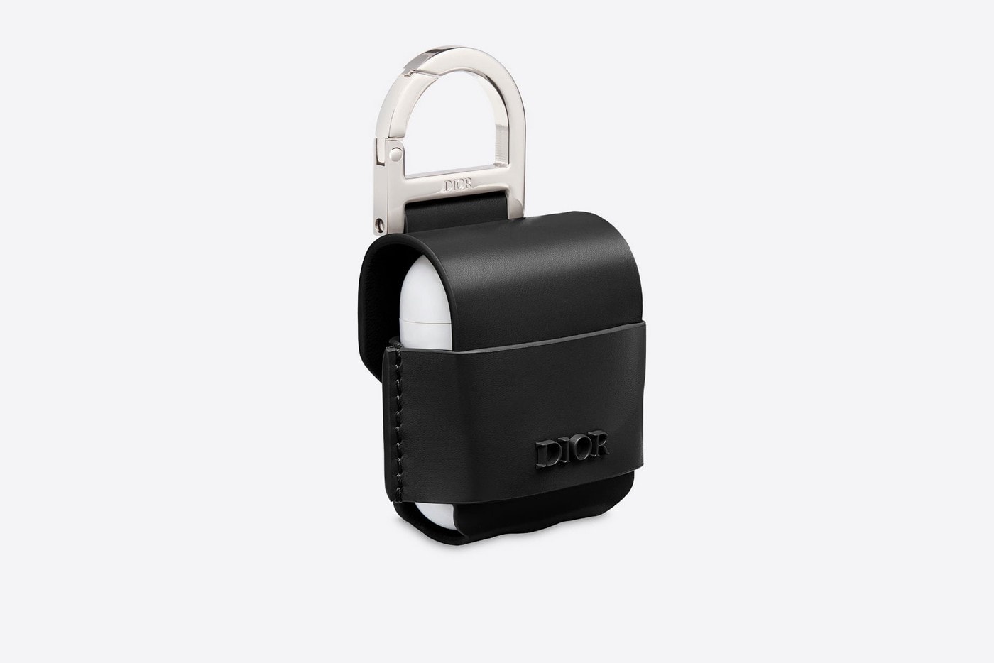 Dior AirPod Case Release Black Grey Leather Logo Branding Music Storage Luxury Accessory Fashion Detail