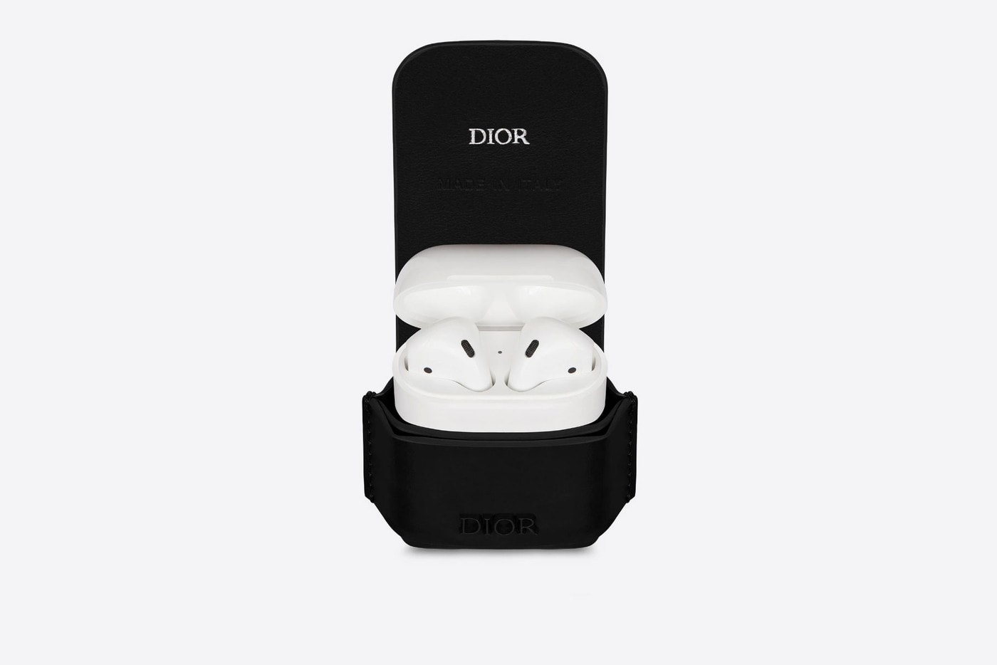Dior AirPod Case Release Black Grey Leather Logo Branding Music Storage Luxury Accessory Fashion Detail